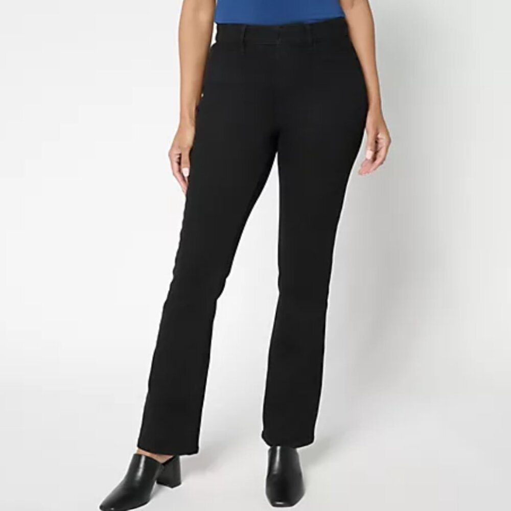 Susan Graver Stretch Denim Regular Classic Boot Cut Jean Black Reg 14 A663340